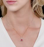 Ruby And Diamond Halo Necklace In 18k Gold - Asteria Collection
