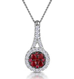 Ruby And Diamond Halo Circle Necklace In 18kw Gold Asteria Collection