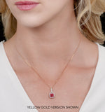 Ruby And Diamond Halo Necklace In 18k White Gold - Asteria Collection
