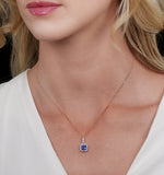 Sapphire And Diamond Halo Necklace In 18k Gold - Asteria Collection