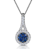 Sapphire And Diamond Halo Round Asteria Necklace 18kw Gold