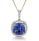 2ct Tanzanite And Diamond Halo Necklace In 18k Gold Asteria Collection