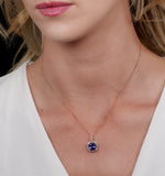 2ct Tanzanite And Diamond Halo Necklace In 18k Gold Asteria Collection