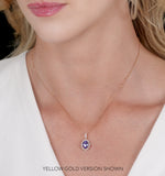 1ct Tanzanite And Diamond Halo Oval Asteria Necklace In 18kw Gold