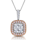 Diamond And Pink Diamond Halo Cluster Necklace - Asteria Collection