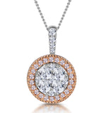 Diamond And Pink Diamond Halo Circle Pendant - Asteria Collection
