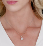 Diamond And Pink Diamond Halo Circle Pendant - Asteria Collection
