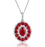 1.50ct Ruby Asteria Diamond Halo Pendant Necklace In 18k Gold White