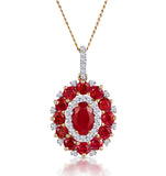 1.50ct Ruby Asteria Collection Diamond Halo Pendant Necklace 18k Gold