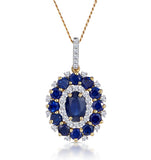 1.40ct Sapphire Asteria Diamond Halo Pendant Necklace In 18k Gold