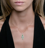 1ct Emerald Asteria Diamond Drop Pendant Necklace In 18k Gold