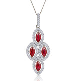1.20ct Ruby Asteria Diamond Drop Pendant Necklace In 18k White Gold