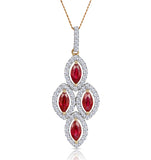 1.20ct Ruby Asteria Diamond Drop Pendant Necklace In 18k Gold