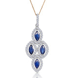 1.20ct Sapphire Asteria Diamond Drop Pendant Necklace In 18k Gold