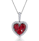 0.80ct Ruby Asteria Diamond Heart Pendant Necklace In 18k White Gold