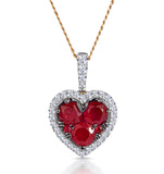 0.80ct Ruby Asteria Diamond Heart Pendant Necklace In 18k Gold