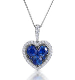 0.80ct Sapphire Asteria Diamond Heart Pendant Necklace 18k White Gold