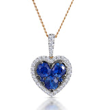 0.80ct Sapphire Asteria Diamond Heart Pendant Necklace In 18k Gold