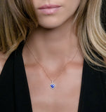 0.80ct Sapphire Asteria Diamond Heart Pendant Necklace 18k White Gold