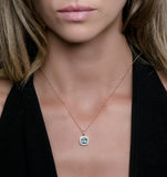 2.50ct Blue Topaz Asteria Diamond Halo Pendant Necklace In 18k Gold