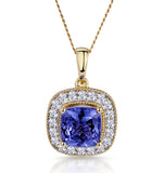 1.60ct Tanzanite Asteria Diamond Halo Pendant Necklace In 18k Gold