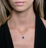 1.60ct Tanzanite Asteria Diamond Halo Pendant Necklace In 18k Gold