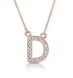 Initial 'd' Necklace Diamond Encrusted Pave Set In 9k Rose Gold