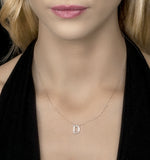 Initial 'd' Necklace Diamond Encrusted Pave Set In 9k Rose Gold
