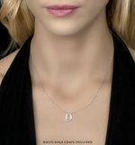 Initial 'd' Necklace Diamond Encrusted Pave Set In 9k White Gold