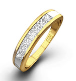 18k Gold Princess Diamond Half Eternity Ring 1.00ct H/si