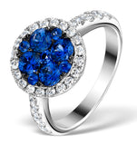 0.84ct Diamond 1.60ct Sapphire And 18k White Gold Circles Ring