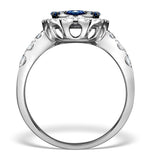 0.74ct Diamond 1.55ct Sapphire And 18k White Gold Cluster Ring