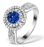 0.70ct Diamond 0.50ct Sapphire And 18k White Gold Circles Ring