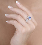 0.70ct Diamond 0.50ct Sapphire And 18k White Gold Circles Ring
