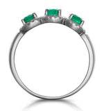 Emerald And Diamond Halo Trilogy Asteria Ring In 18k White Gold