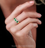 Emerald And Diamond Halo Trilogy Asteria Ring In 18k White Gold
