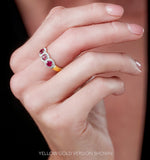 Ruby And Diamond Halo Trilogy Ring In 18kw Gold - Asteria Collection