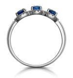 Sapphire And Diamond Halo Trilogy Asteria Ring 18k White Gold  Ft86-uy