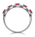 Ruby And Diamond Halo 5 Stone Asteria Ring In 18k White Gold