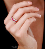 Ruby And Diamond Halo 5 Stone Asteria Ring In 18k White Gold