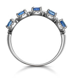 Sapphire And Diamond Halo 5 Stone Asteria Ring In 18k White Gold