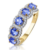 1.20ct Tanzanite Asteria Eternity Halo Diamond Ring In 18k Gold