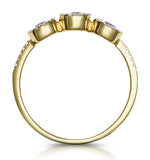 Ruby And Diamond Halo Trilogy Ring 18k Gold - Asteria Collection