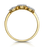 Sapphire And Diamond Halo Trilogy Ring 18k Gold - Asteria Collection