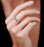 Sapphire And Diamond Halo Trilogy Ring 18k Gold - Asteria Collection
