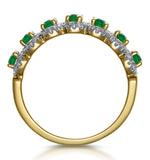 Emerald And Diamond Halo Eternity Ring 18k Gold - Asteria Collection