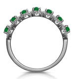 Emerald And Diamond Halo Eternity Ring 18kw Gold Asteria Collection