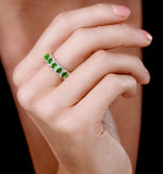 Emerald And Diamond Halo Eternity Ring 18k Gold - Asteria Collection