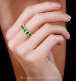 Emerald And Diamond Halo Eternity Ring 18kw Gold Asteria Collection