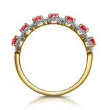 Ruby And Diamond Halo Eternity Ring In 18k Gold - Asteria Collection